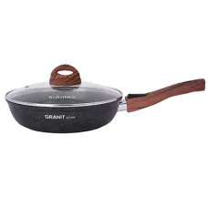Сковорода с антипригарным покрытием литая 24 см съемная ручка стекл/кр Granit Ultra оригинал ТМ KUKMARA