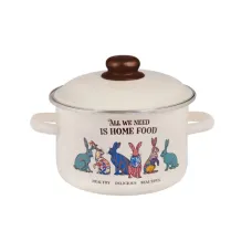 Кастрюля эмалированная цилиндрическая беж/кр Зайцы 2 л ТМ Appetite