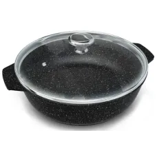 Жаровня с антипригарным покрытием литая 2.5 л стеклянная крышка Neva Granite ТМ NEVA