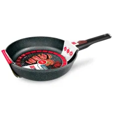 Сковорода с антипригарным покрытием литая 26 см съемная ручка Черный гранит ТМ НМП