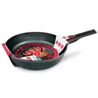 Сковорода с антипригарным покрытием литая 28 см съемная ручка Черный гранит ТМ НМП