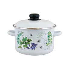 Кастрюля эмалированная цилиндрическая Травы 2 л ТМ Appetite