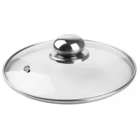 Крышка стеклянная металлический обод круг метал кнопка усил/пар 26 см TM Appetite