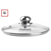 Крышка стеклянная металлический обод круг метал кнопка усил/пар 26 см TM Традиция