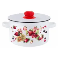 Кастрюля эмалированная цилиндрическая Ягодки 1,5 л ТМ Appetite