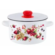 Кастрюля эмалированная цилиндрическая Ягодки 1,5 л ТМ Appetite