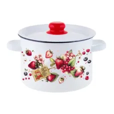 Кастрюля эмалированная цилиндрическая Ягодки 2.9 л ТМ Appetite