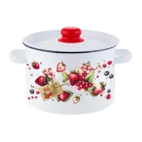 Кастрюля эмалированная цилиндрическая Ягодки 4.5 л ТМ Appetite