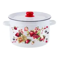 Кастрюля эмалированная цилиндрическая Ягодки 7 л ТМ Appetite