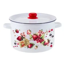 Кастрюля эмалированная цилиндрическая Ягодки 7 л ТМ Appetite