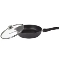 Сковорода с антипригарным покрытием литая 28 см съемн/руч стекл/кр Темный мрамор ТМ KUKMARA