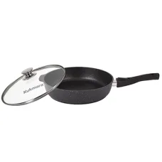 Сковорода с антипригарным покрытием литая 28 см съемн/руч стекл/кр Темный мрамор ТМ KUKMARA
