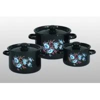 Кастрюля эмалированная черная с рисунком - Стальэмаль 4.5 л