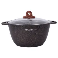 Кастрюля с антипригарным покрытием литая стеклянная крышка Granit Ultra Original 3 л ТМ KUKMARA