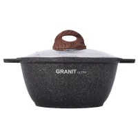Кастрюля с антипригарным покрытием литая стеклянная крышка Granit Ultra Original 4 л ТМ KUKMARA