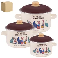 Набор эмалированной посуды 3 предмета №19 Зайцы - Стальэмаль