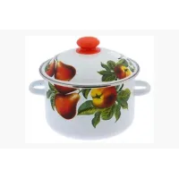 Кастрюля эмалированная 3 л цилиндрическая с рисунком металлический обод Дары лета - Сибирские Товары