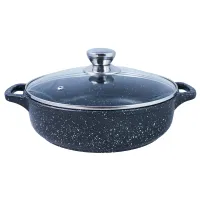 Жаровня с антипригарным покрытием литая стеклянная крышка Гранит 28 см ТМ Традиция