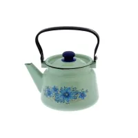 Чайник эмалированный салатовый с рисунком - Сибирские Товары 2.3 л