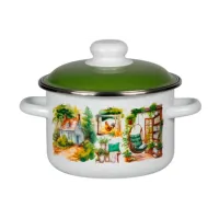 Кастрюля эмалированная цилиндрическая Лето на даче 2 л металлический обод