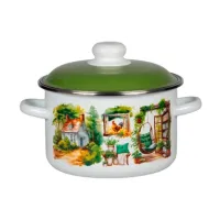 Кастрюля эмалированная цилиндрическая Лето на даче 3 л металлический обод