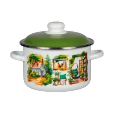 Кастрюля эмалированная цилиндрическая Лето на даче 3 л металлический обод