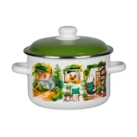 Кастрюля эмалированная цилиндрическая Лето на даче 4 л металлический обод