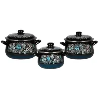 Набор эмалированной посуды конические 3 предмета Вологодский сувенир