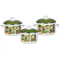 Набор эмалированной посуды цилиндрические 3 предмета Лето на даче