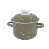 Кастрюля эмалированная 2 л White Dots Каменно-серый