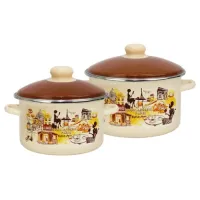 Набор эмалированной посуды 2 предмета Парижское кафе цилиндрические