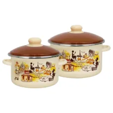 Набор эмалированной посуды 2 предмета Парижское кафе цилиндрические