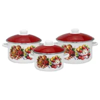 Набор эмалированной посуды 3 предмета Малиновое варенье цилиндрические