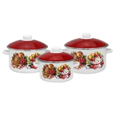 Набор эмалированной посуды 3 предмета Малиновое варенье цилиндрические