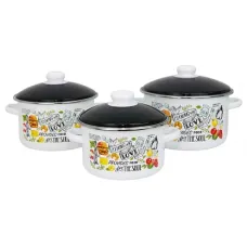 Набор эмалированной посуды 3 предмета Папин завтрак цилиндрические