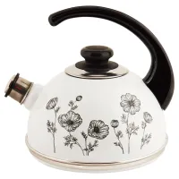 Чайник эмалированный 2.5 л конс/руч белый черн Космея