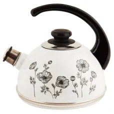 Чайник эмалированный 2.5 л конс/руч белый черн Космея