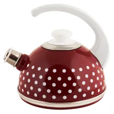 Чайник эмалированный 2.5 л конс/руч бордо мал бел горохи