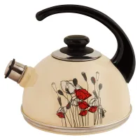 Чайник эмалированный 2.5 л конс/руч слон кость полевые маки