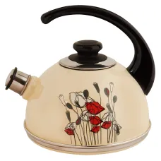 Чайник эмалированный 2.5 л конс/руч слон кость полевые маки