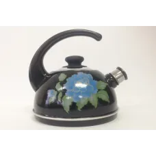 Чайник эмалированный 2.5 л конс/руч черн голуб орхидея