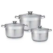 Набор из нержавеющей стали 6 предметов кастрюли цилиндрические 2, 2.7, 3.6 л Silver ТМ Appetite