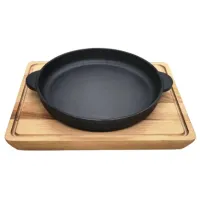 Сковорода порционная чугунная 16 см овал с 2 ручками на подставке TM MY REAL IRON COOK