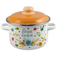 Кастрюля эмалированная цилиндрическая Floral Kitchen ТМ Appetite 3 л