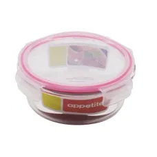 Контейнер стеклянный круглый 950 мл розовый ТМ Appetite