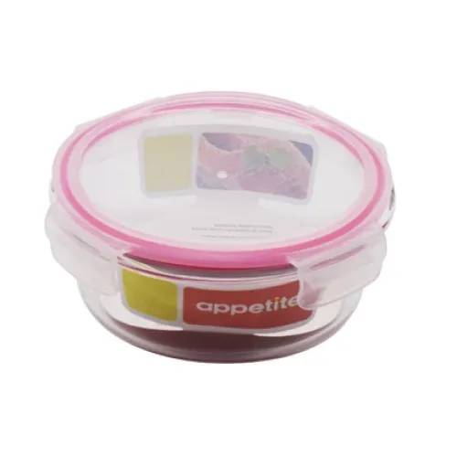 Контейнер стеклянный круглый 950 мл розовый ТМ Appetite
