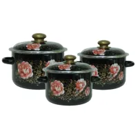 Набор эмалированной посуды 3 предмета №15 Пионы - Стальэмаль