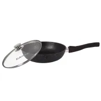 Сковорода с антипригарным покрытием литая 24 см съемн/руч стекл/кр Темный мрамор