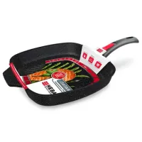 Сковорода-гриль с антипригарным покрытием литая 28х28 см съемная ручка индукция Гранит ТМ НМП