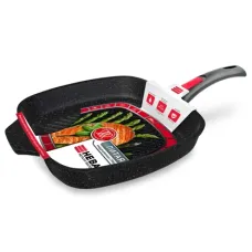 Сковорода-гриль с антипригарным покрытием литая 28х28 см съемная ручка индукция Гранит ТМ НМП